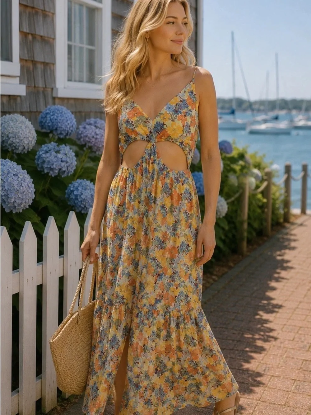 ABERCROMBIE & FITCH FLORAL CUT OUT MAXI DRESS XXL